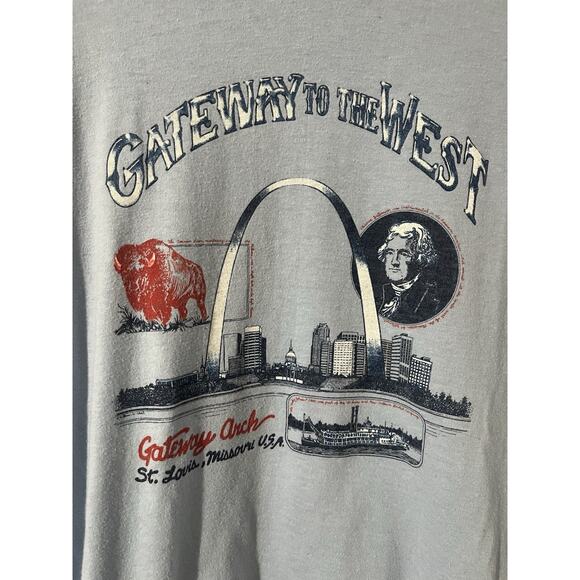 Vintage St Louis Missouri Shirt Sz L Gateway to the West Blue - Picture 2 of 7